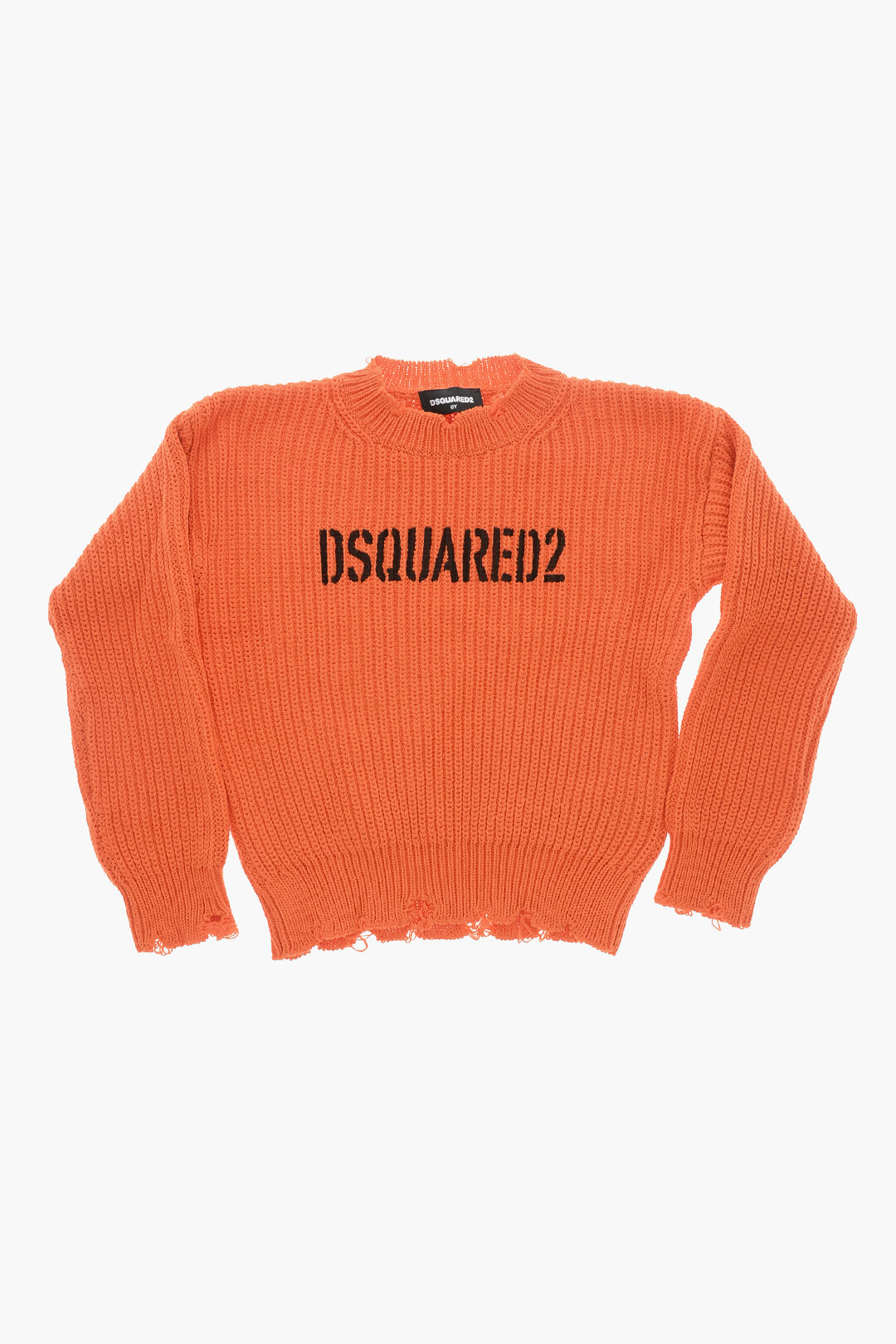 Dsquared 2 kids 빈티지 효과 면 크루넥 스웨터
