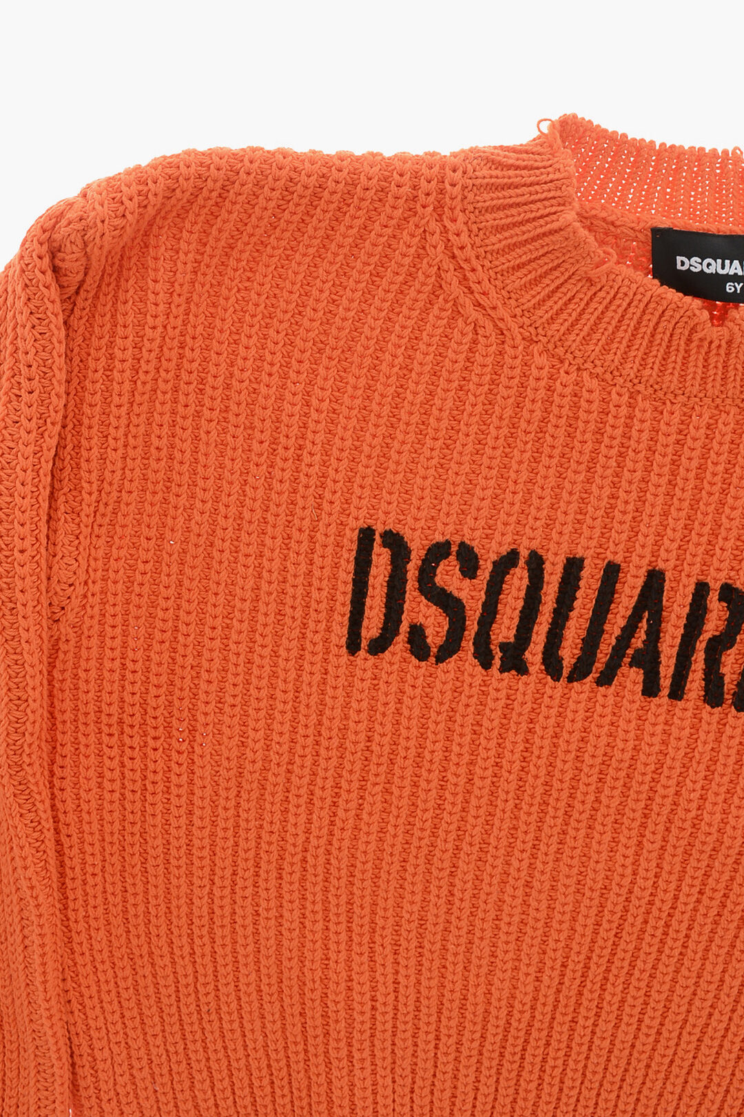 Dsquared 2 kids 빈티지 효과 면 크루넥 스웨터