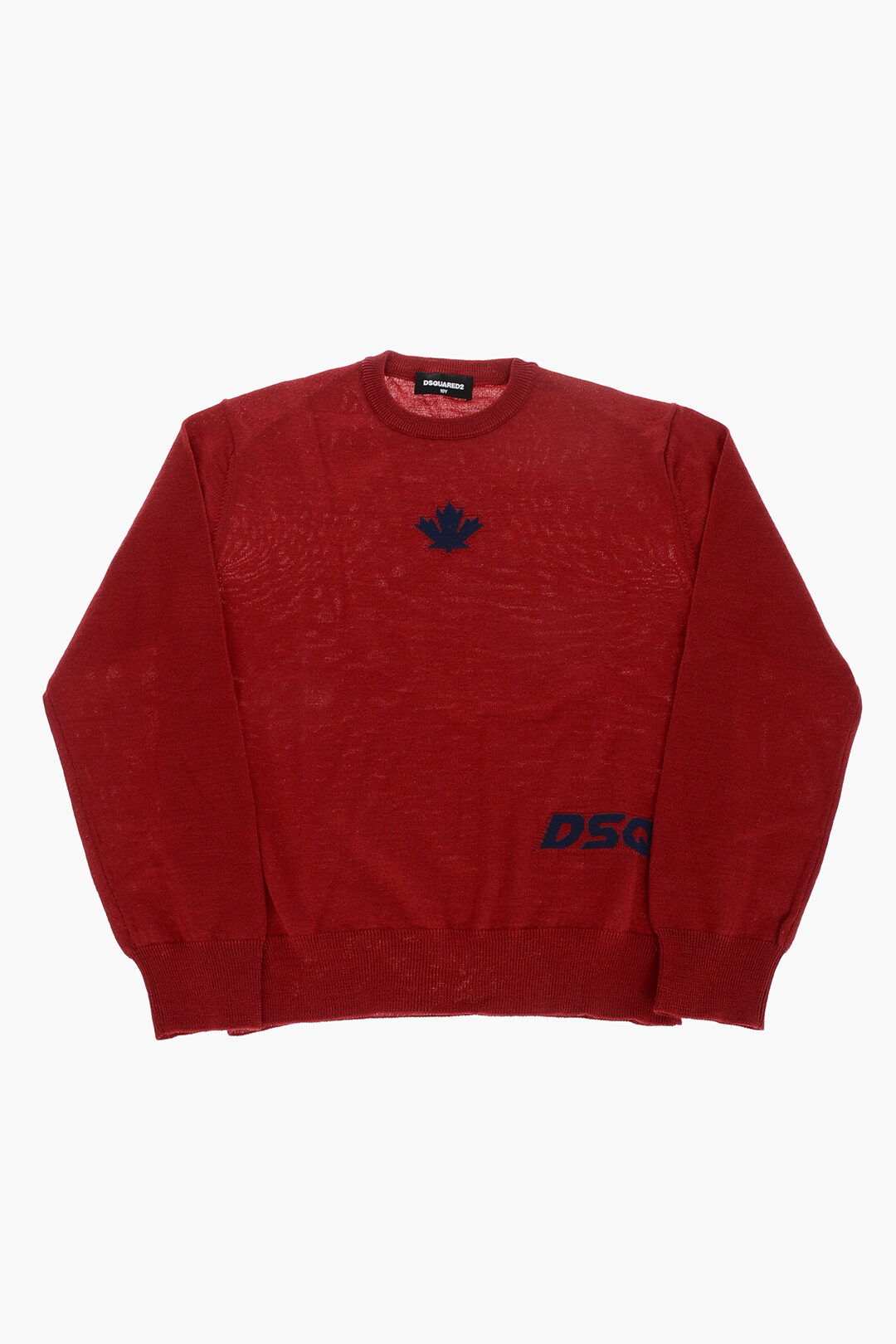 Dsquared 2 kids 메이플 리프 디테일 울 혼합 크루넥 스웨터